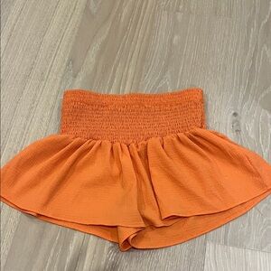 SHEIN - Orange Smocked Waist Skort